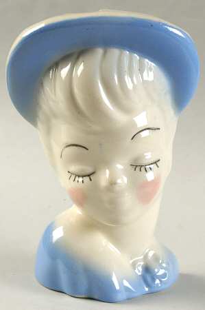 Head Vases Glamour Girl Blue/Tooth Br Hld - No Box