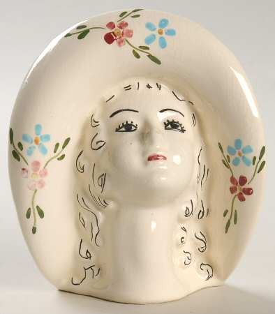 Head Vases Lady Art Deco Red/Blu  Vwap - No Box