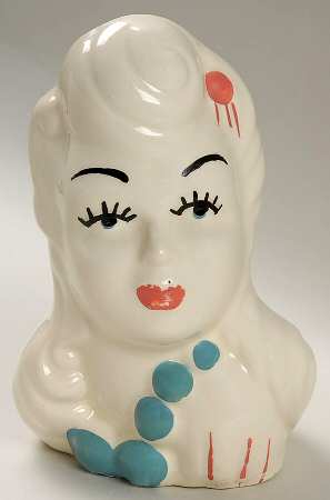 Head Vases Lady Celebrity  Blue/Red Accen - No Box
