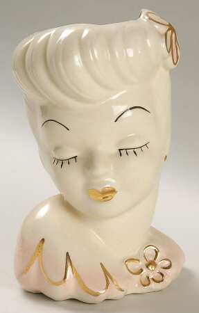 Head Vases Glamour Girl Pnk/Gold Accents - No Box