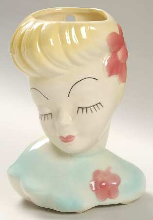Head Vases Betty Grable Look Alke Aqua Dr - No Box