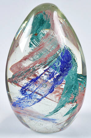 Art Glass Paperweights Egg Shape Swirls - No Box