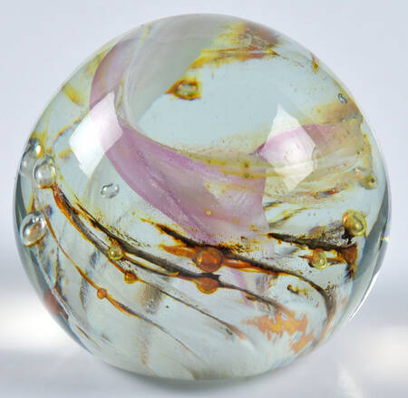 Art Glass Paperweights Swirls-Brown Purple White - No Box