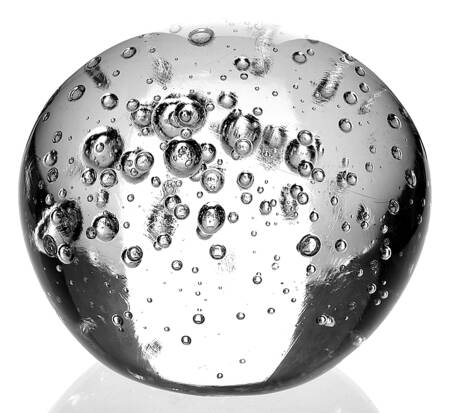 Art Glass Paperweights Clear Sphere, Small Bubbles - No Box