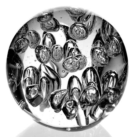 Art Glass Paperweights Clear Sphere, Large Bubbles - No Box 60