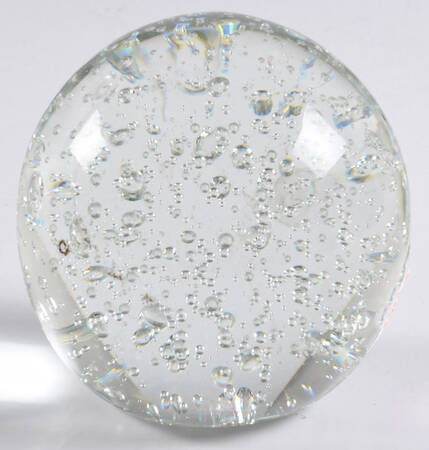 Art Glass Paperweights Clear Sphere, Small Bubbles - No Box