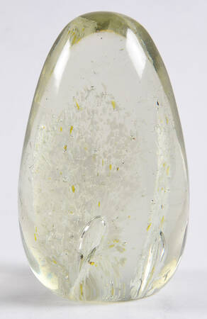 Art Glass Paperweights Egg-Clear, White Fleck Sprays  - No Box