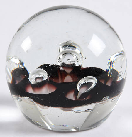 Art Glass Paperweights Clear-Purple,Lg Bubbles  - No Box