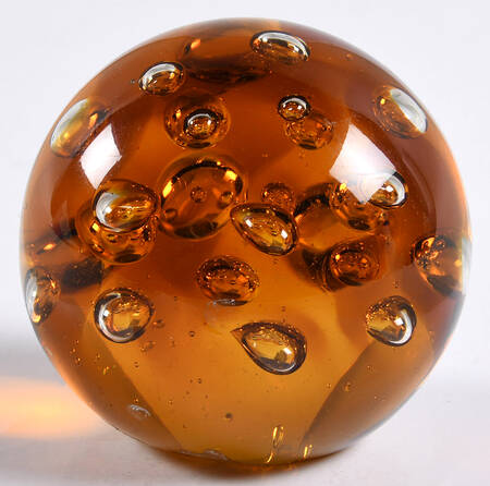 Art Glass Paperweights Amber Sphere-Large Bubbles - No Box