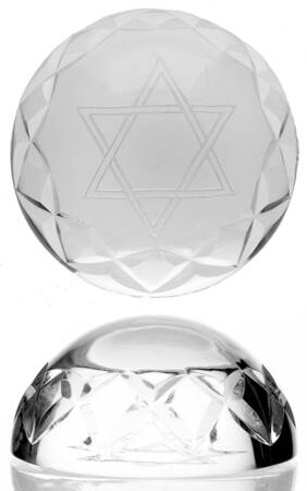 Art Glass Paperweights Star Of David Dome Shape - No Box
