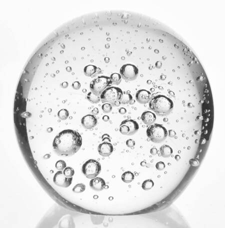 Art Glass Paperweights Clear Sphere, Mixed Bubbles - No Box