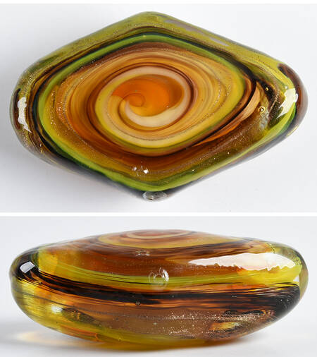 Art Glass Paperweights Purple Green And Gold Dust - No Box
