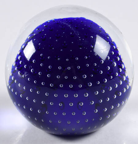 Art Glass Paperweights Cobalt Blue - Controlled Bubbles - No Box