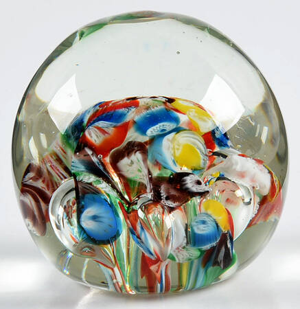 Art Glass Paperweights Multi Color Trumpet Flowers - No Box