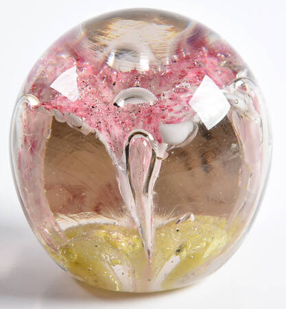 Art Glass Paperweights Pink Stem Controlled Bubble - No Box