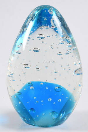 Art Glass Paperweights Egg-Blue Base With Tiny Bubbles - No Box