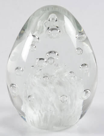 Art Glass Paperweights Egg-White Center With Bubbles - No Box
