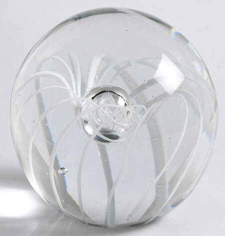Art Glass Paperweights Center Bubble,White Lines - No Box