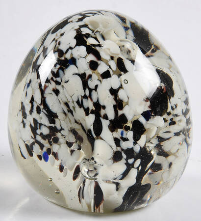 Art Glass Paperweights Black & White Cone Flowers,Bubbles - No Box