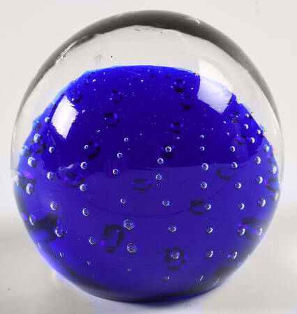 Art Glass Paperweights Cobalt With Controlled Bubbles - No Box
