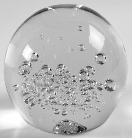 Art Glass Paperweights Clear With Bubbles At Base - No Box