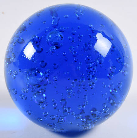 Art Glass Paperweights Blue With Random Bubbles - No Box