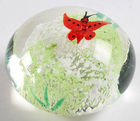 Art Glass Paperweights Red Butterfly - No Box