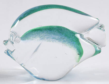 Art Glass Paperweights Fish With Blue/Green Interior - No Box