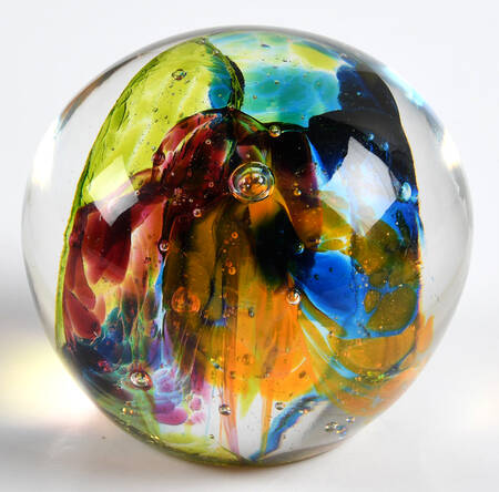 Art Glass Paperweights Multi Color Bubbles - No Box