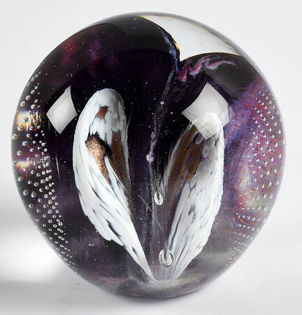 Art Glass Paperweights Purple White Controlled Bubble - No Box