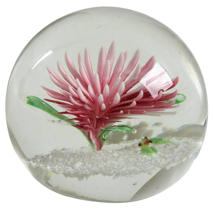 Art Glass Paperweights Pink Flower,Two Frogs - No Box