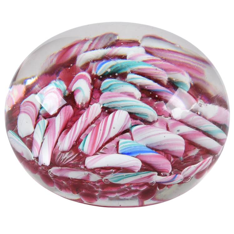 Art Glass Paperweights Pink Candy Canes - No Box