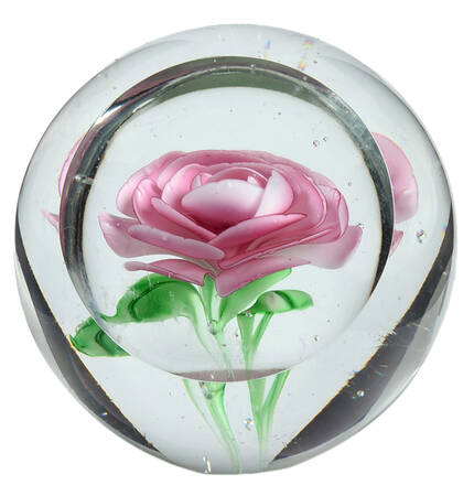 Art Glass Paperweights Pink Rose Bloom - No Box