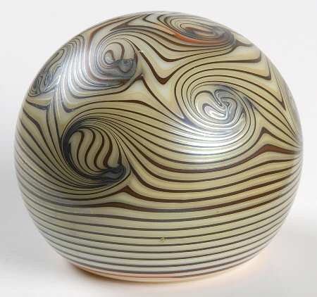 Art Glass Paperweights Tan Swirl - No Box