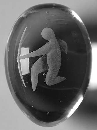 Art Glass Paperweights Clear, Man With Bow - No Box