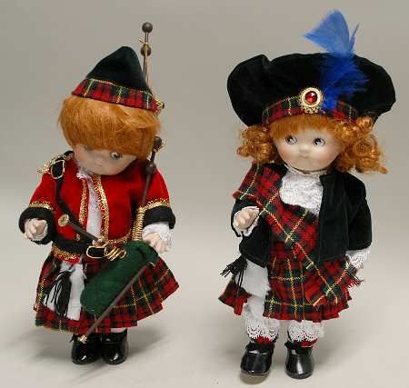 Porcelain Dolls Scottish Boy & Girl - Boxed