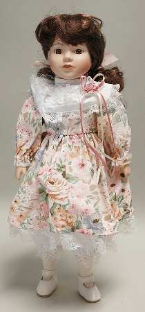 Porcelain Dolls Porcelain Doll-Floral Dress - Boxed
