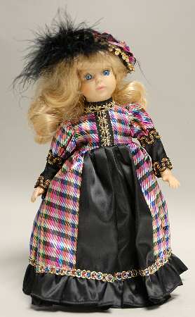 Porcelain Dolls Doll W/ Muti Color Dress - Boxed