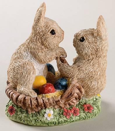 Easter Bunny Family Two In A Basket - Boxed