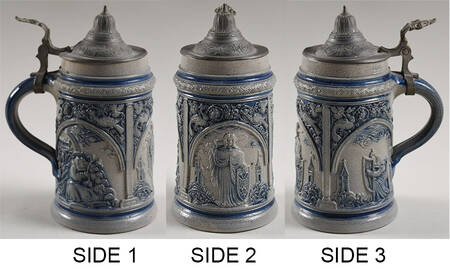 Unknown Manufacturer Steins Three Scenes Blue - No Box