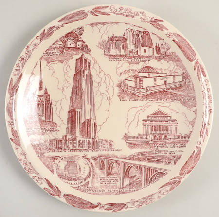 City Plates Pittsburgh Pennsylvania-Red - No Box-Pennsylvania Motif 2-Red