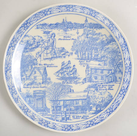 City Plates Salem Massachusetts-Blue - No Box-Massachusetts Motif 1-Blue