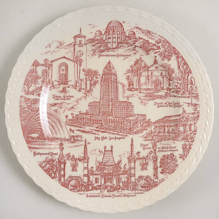 City Plates Los Angeles California - No Box-California Motif3-Red Swirl
