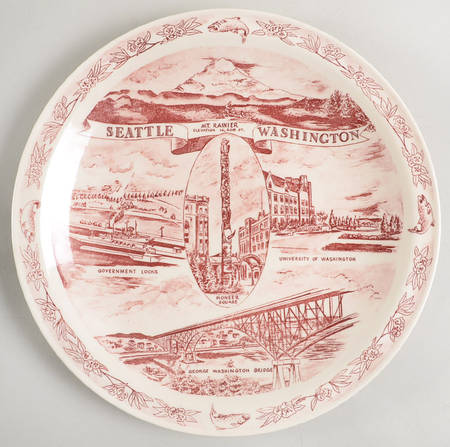 City Plates Seattle Washington-Red - No Box-Washington Motif 6/Red