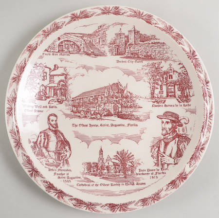 City Plates St Augustine Florida-Red - No Box-Florida Motif 4-Red