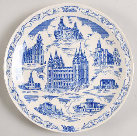 City Plates Salt Lake City Utah-Blue - No Box-Utah Motif 2-Blue