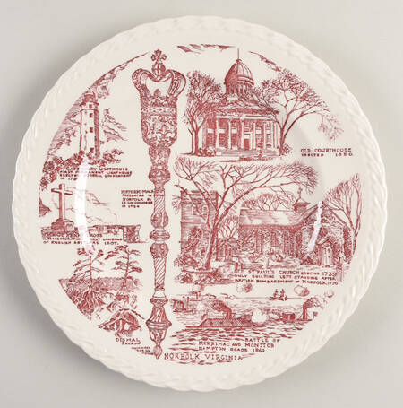 City Plates Norfolk Virginia - No Box-Virginia Motif 4-Red SW