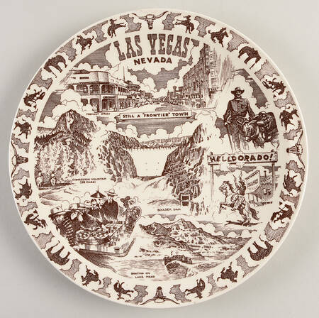 City Plates Las Vegas Nevada-Brown - No Box-Nevada Motif 2-Brown