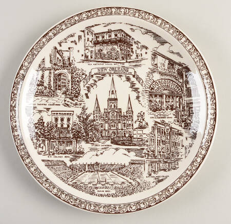 City Plates Now Orleans - No Box-Louisiana Motif 4-Brown