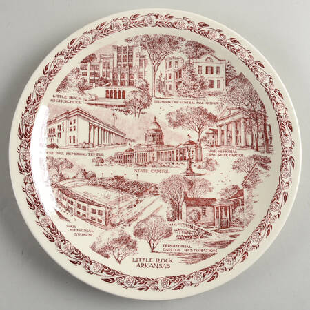 City Plates Little Rock Arkansas-Red - No Box-Arkansas Motif 2-Red